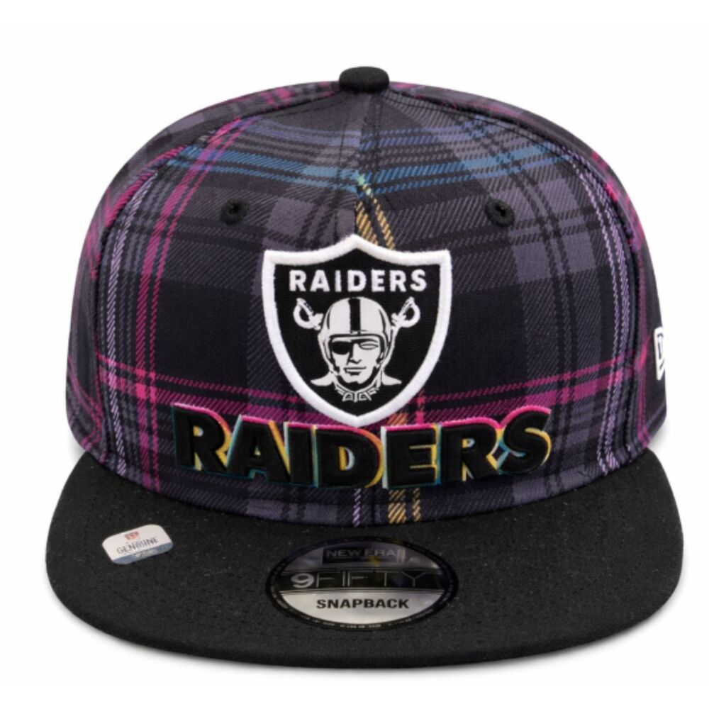 Las Vegas Raiders Plaid Snapback Hat New Era 9FIFTY Women’s One Size Multicolor